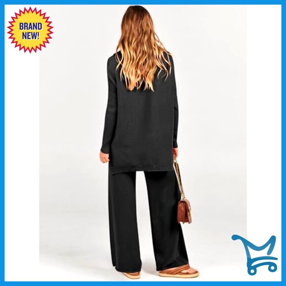 Oversized Turtleneck Sweater Set Wide Leg Pants Lounge Comfy Fall Winter - Picture 4 of 7